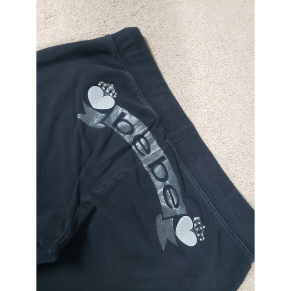 Vintage USA Made Bebe Women's Sweatpants Rhinestones Logo Drawstring Black Sz M - Picture 3 of 13